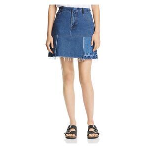 KSENIA SCHNAIDER Womens Blue Zippered Short A-Line Skirt Size: S